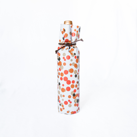 Bottle Wraps - Celebration Bubbles - Orange & Brown (Qty 4)