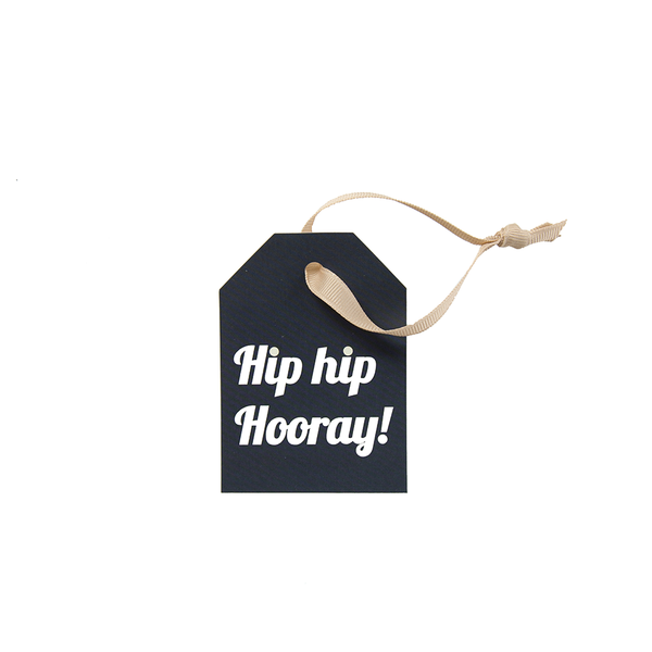 Hang Tags - Grey "Hip hip hooray!" (Qty 4)